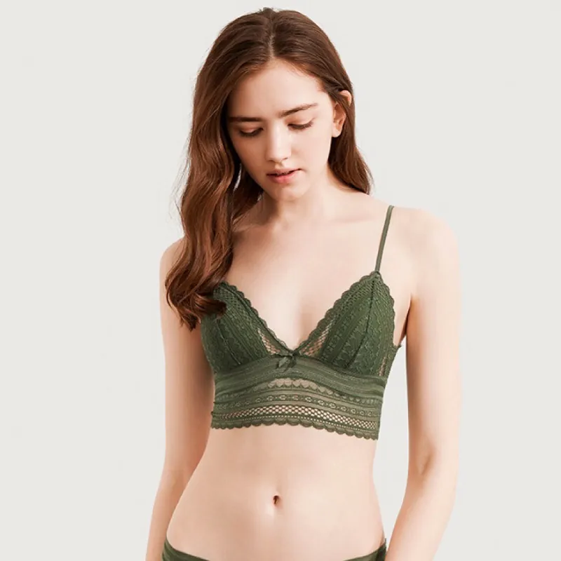 Sexy French Lace Bralette Women U-Shaped Backless Triangle Cup Non-Wired Thin Bra Comfortable Beautiful Back Underwear Bra