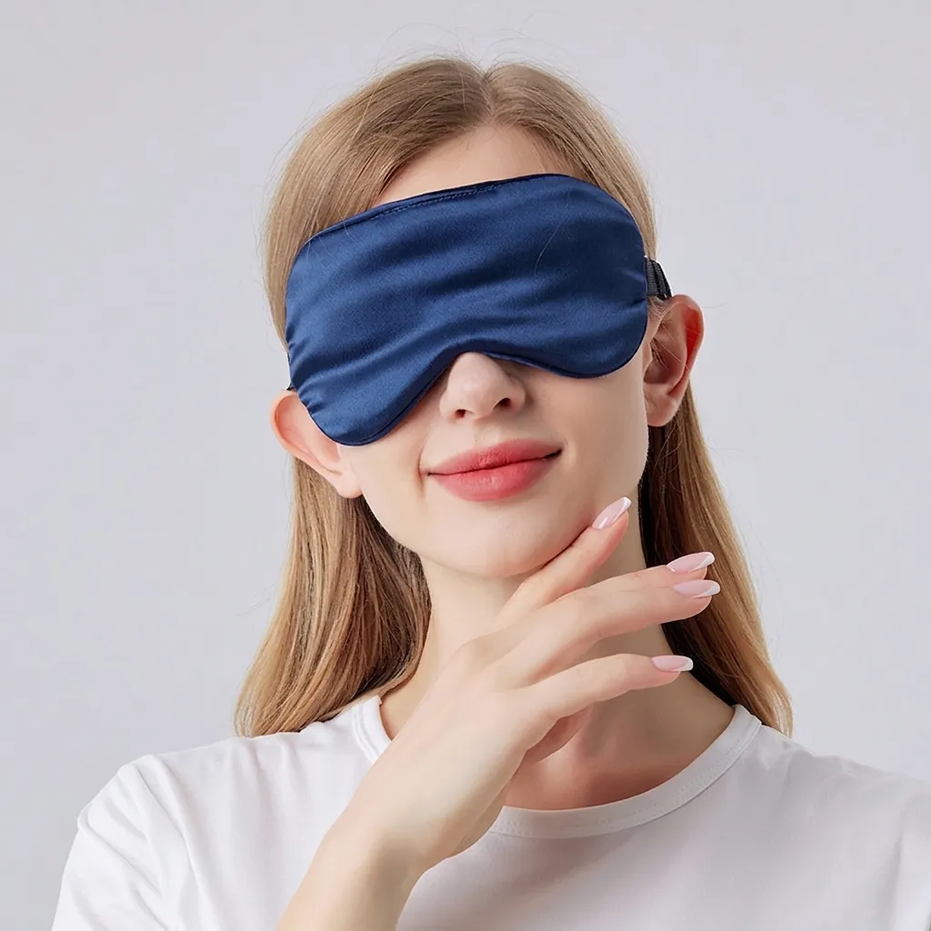 Masque de Sommeil en Soie de Mûrier 100% 19 Momme Satin de Soie Occultant pour Femmes Respirant Confortable Voyage Protection des Yeux