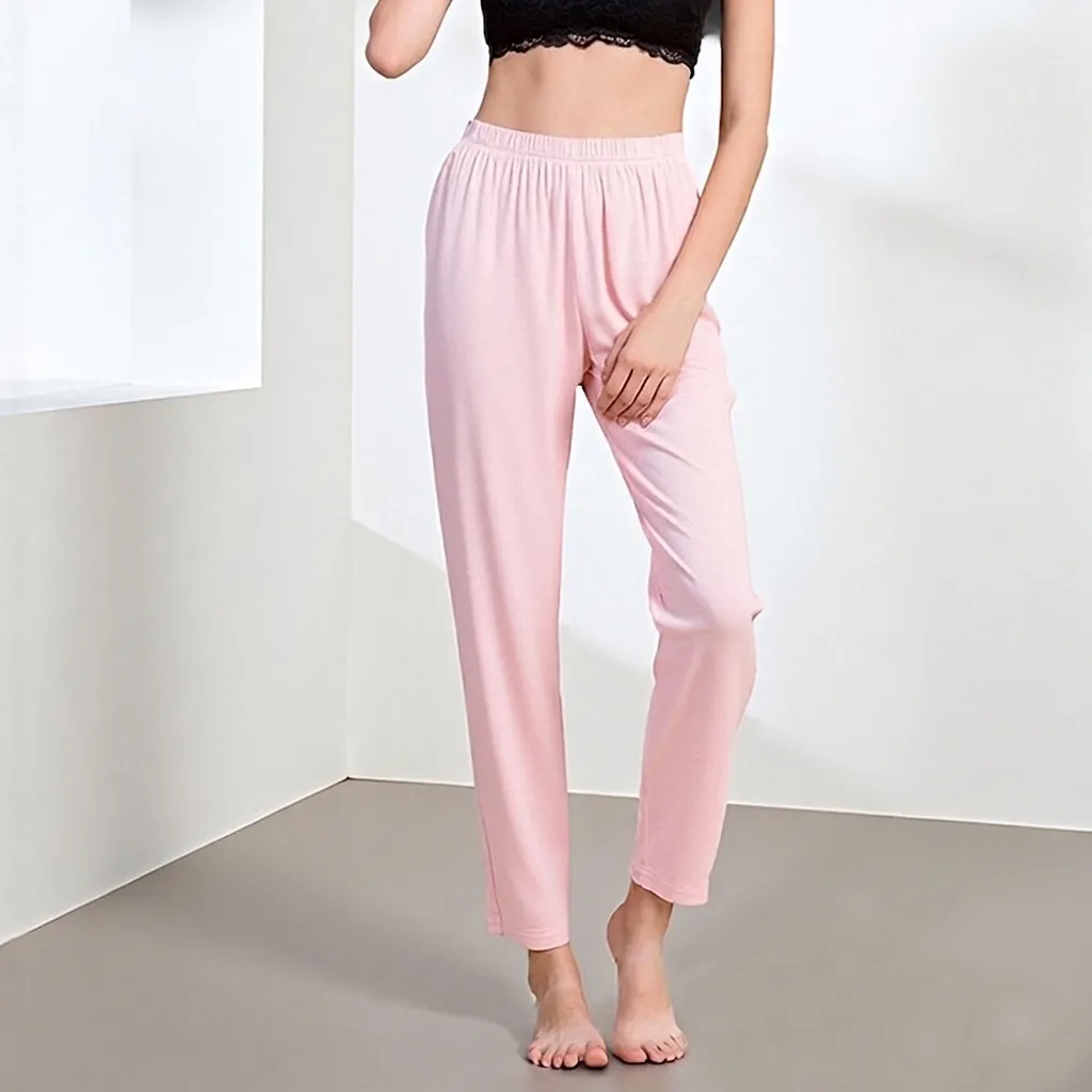 Women's Mulberry Silk Thermal Pants Cotton Blend Slim Fit Knitted Long Johns Warm Breathable Base Layer Leggings Pajama Trousers