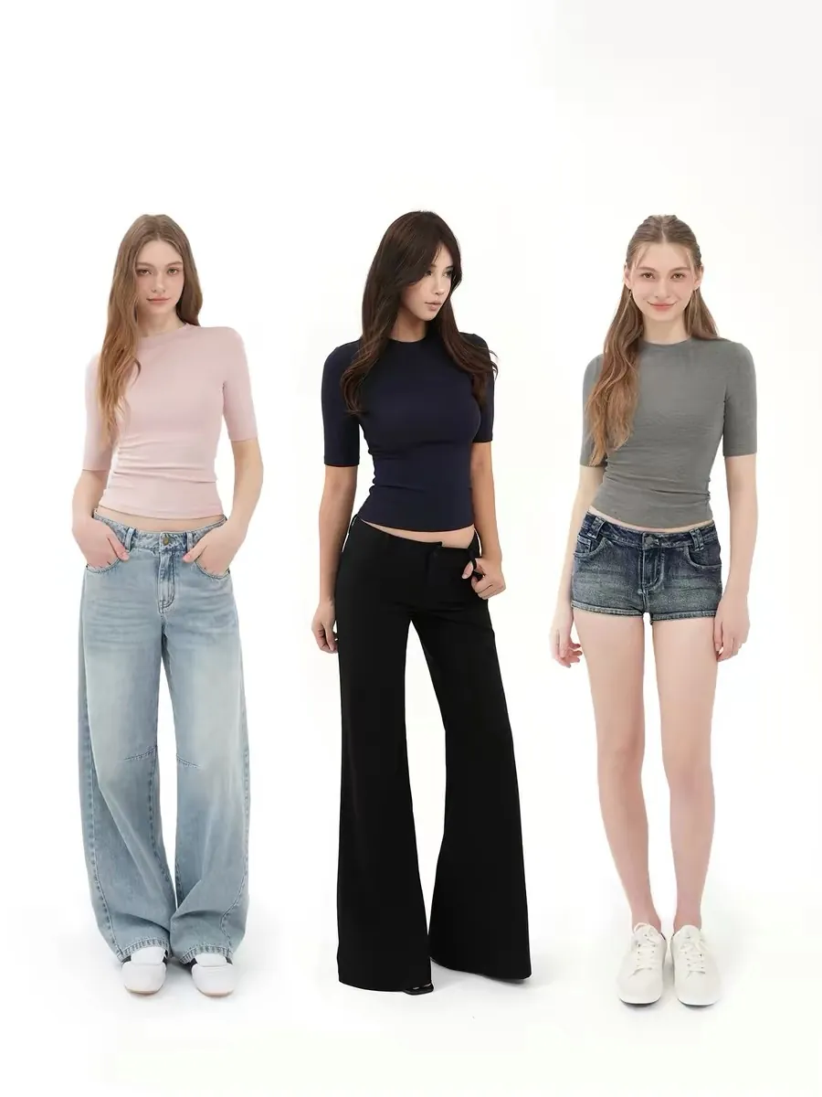Women Slim Fit Half Sleeve T-Shirt Crew Neck Solid Color Summer Casual Sexy Hot Girl Style Basic Top Polyester Tee