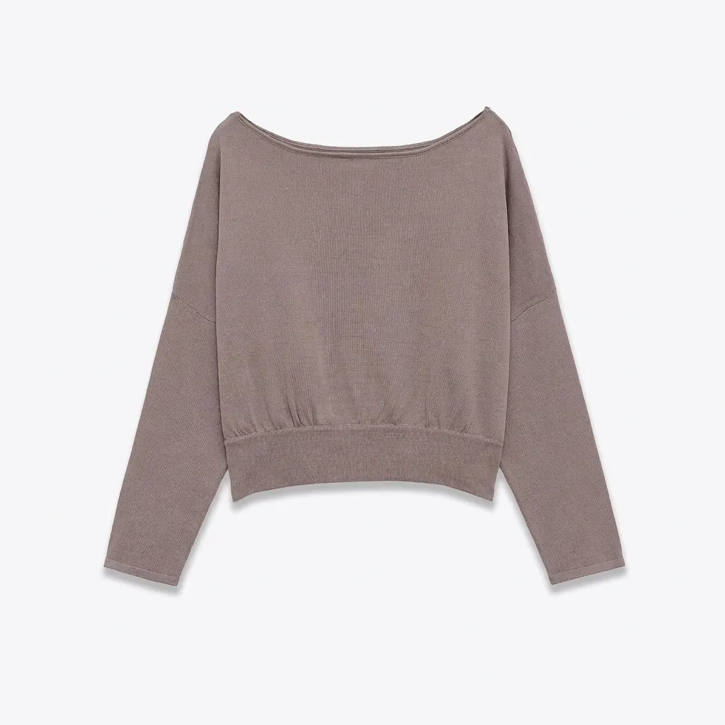 Women Casual Off-the-Shoulder Knit Sweater Long Sleeve Loose Pullover Top Solid Color Soft Fall Winter Knitwear Jumper
