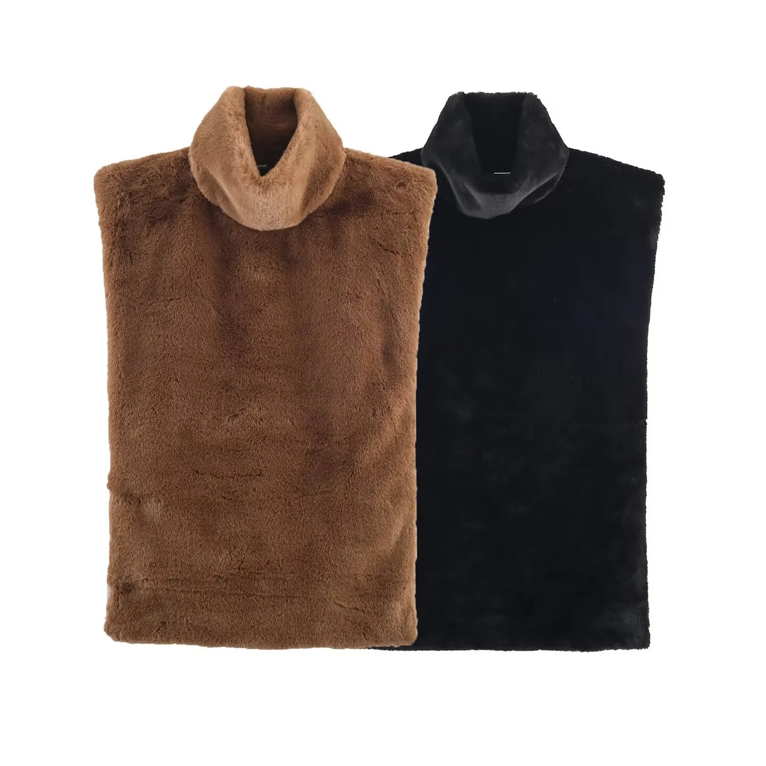 Gilet da Donna in Pelliccia Sintetica Collo Alto Senza Maniche Tinta Unita Caldo Casual Gilet Autunno Inverno Moda Top
