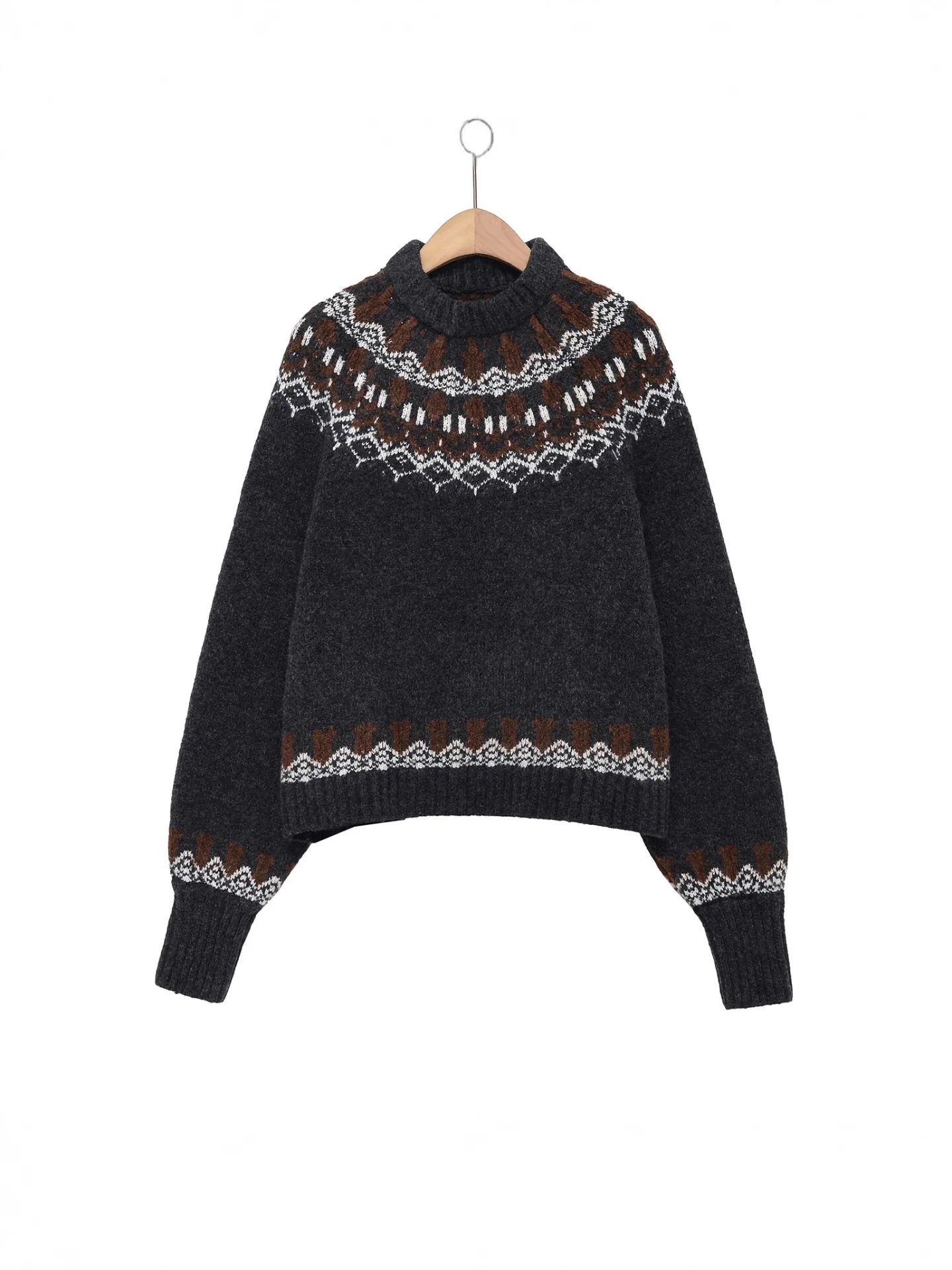Women Fair Isle Knit Sweater Top Vintage Geometric Pattern Polyester Pullover Long Sleeve Casual Crew Neck Streetwear Top