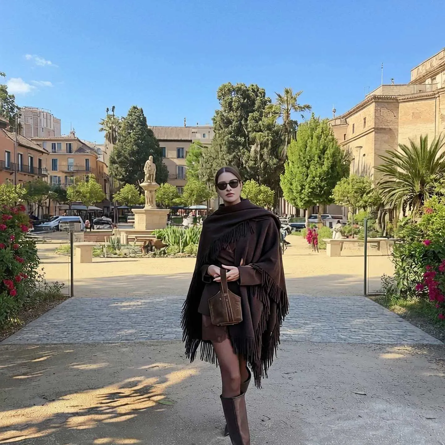 Women Elegant V Neck Tassel Poncho Knitwear Oversized Fringe Cape Autumn Winter Warm Pullover Solid Color Outerwear