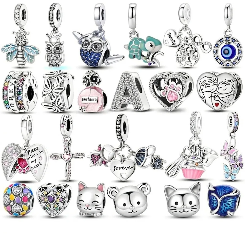 Heart Paw Print Lotus Charms With Enamel Zircon For DIY Bracelet Jewelry Accessories