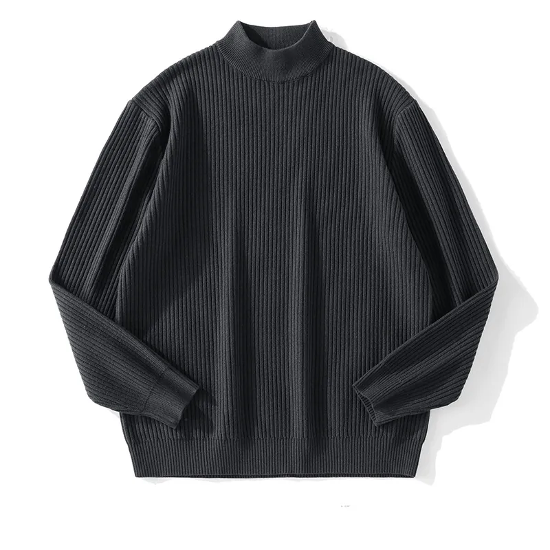Men's Mock Neck Ribbed Knit Sweater Pullover Winter Warm Loose Fit Long Sleeve Base Layer Solid Color Fashion Knitwear Top