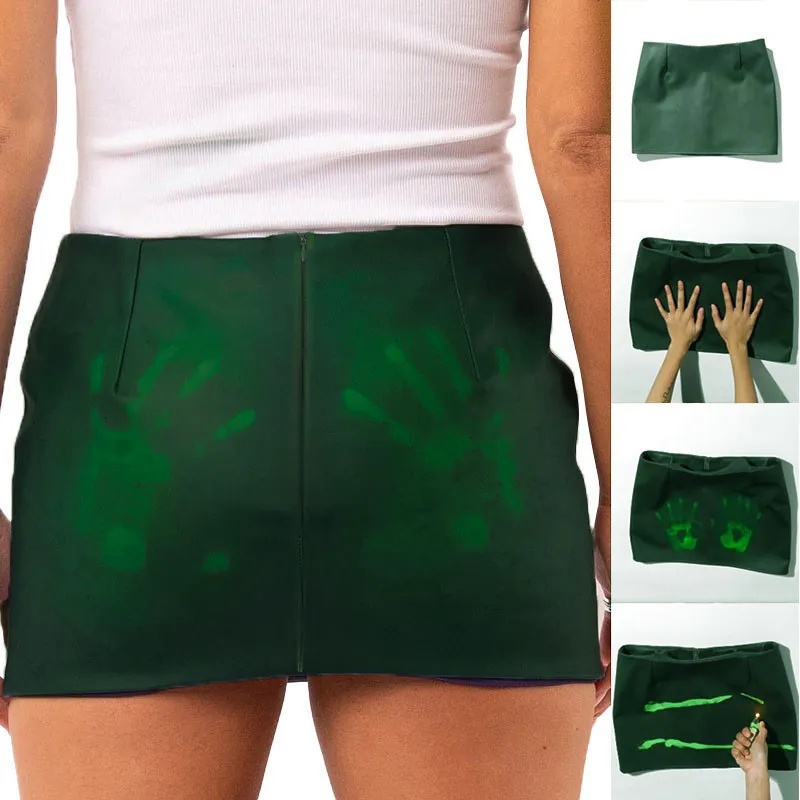 Minigonna da Donna a Cambiamento di Colore Sensibile al Calore Sexy Pelle PU Vita Alta Gonna a Tubino Corta per Club
