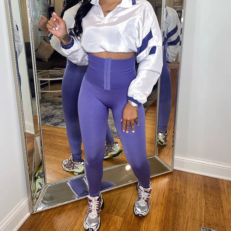Leggings da Donna a Vita Alta per il Controllo della Pancia Pantaloni Sportivi Aderenti Sexy Tinta Unita in Poliestere