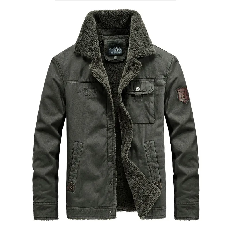 Giacca Cargo Invernale da Uomo con Fodera in Pile Caldo Colletto in Sherpa Cotone Imbottito Giacca a Vento Militare All'aperto Cappotto