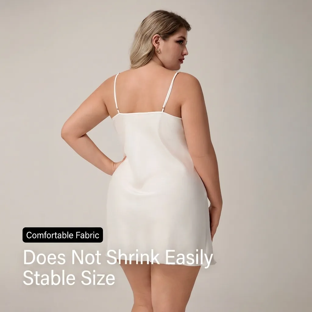 Nuisette Sexy en Satin et Dentelle pour Femmes Grandes Tailles Col en V Sans Manches Lingerie Chemise Dos Nu Vêtement de Nuit