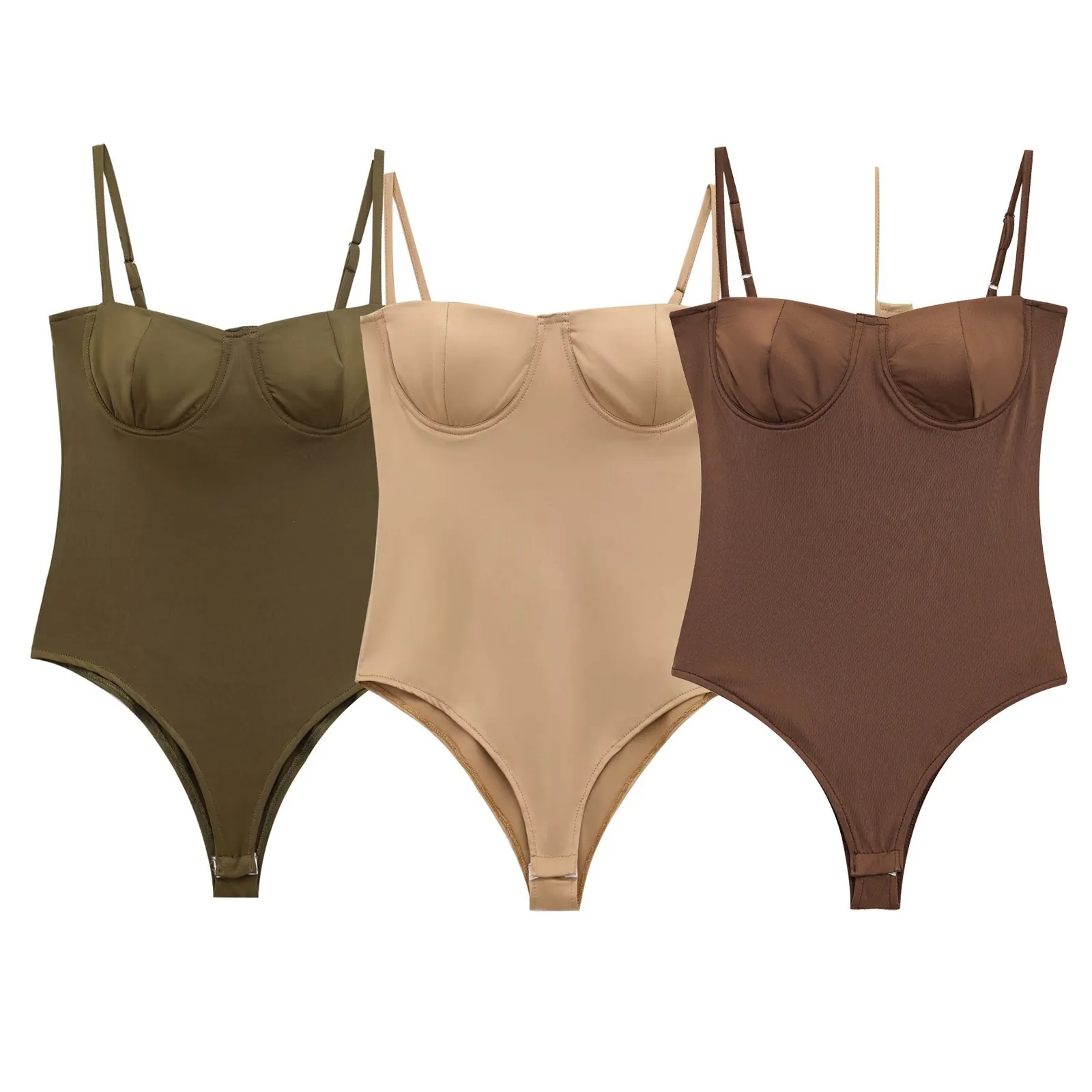 Dames Sexy Satin-Look Geribbelde Bodysuit Met Beugel Cups Verstelbare Bandjes Drukknop Slim Fit Mouwloos Romper Top
