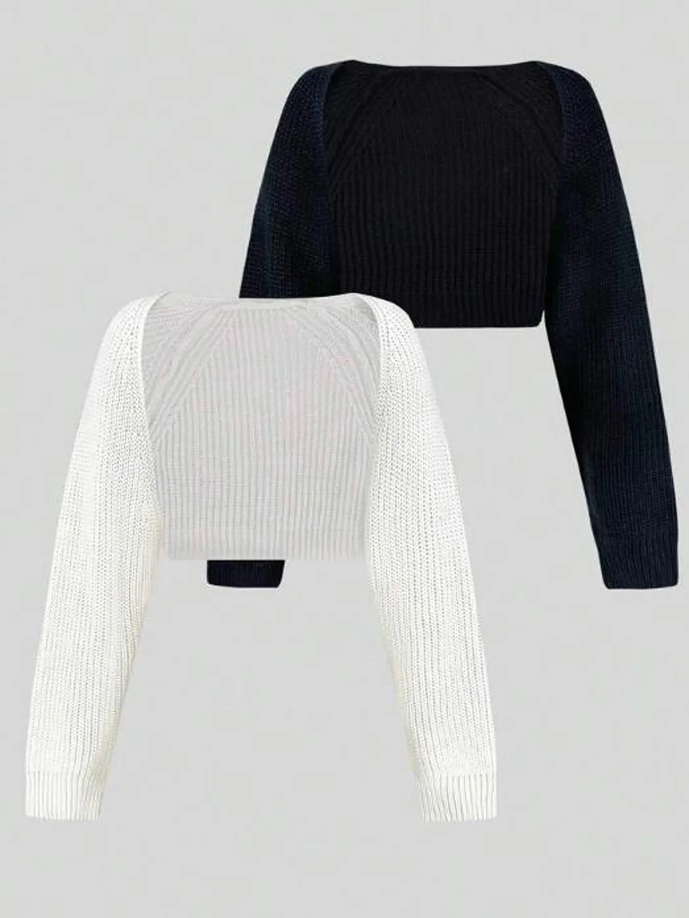 Women Casual Ribbed Knit Long Sleeve Cropped Bolero Shrug Top Lightweight Solid Color Open Front Shrug For Vacation Beach Clothing