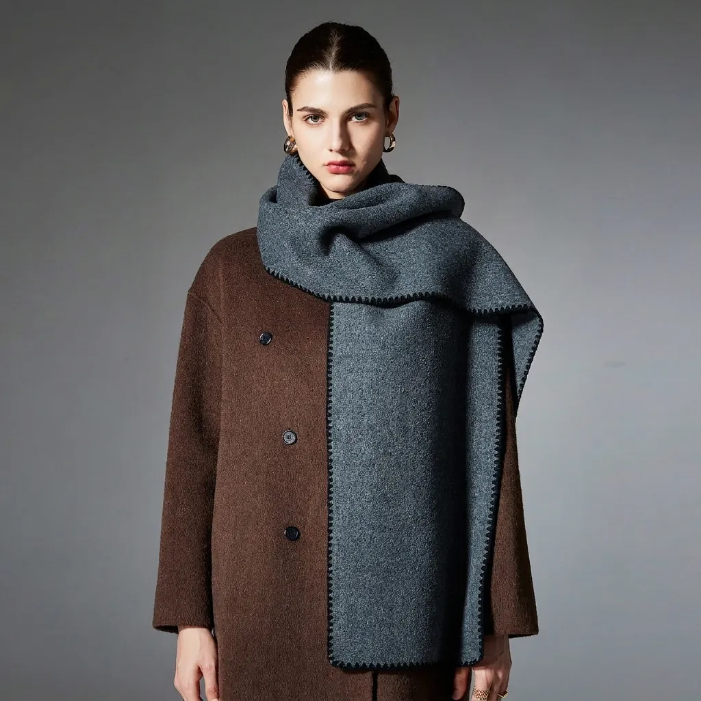 Luxury Viscose Blend Winter Scarf For Women Men Solid Color Thick Warm Shawl Wrap Accessory With Whipstitch Edge