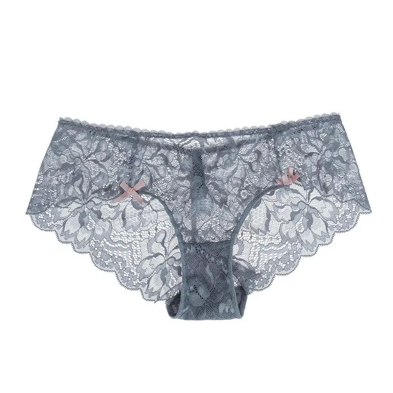 Vrouwen Sexy Kant Onderbroeken Lage Taille Transparant Bloemen Briefs Met Satijn Strik Ademend Elegant Dames Lingerie Ondergoed