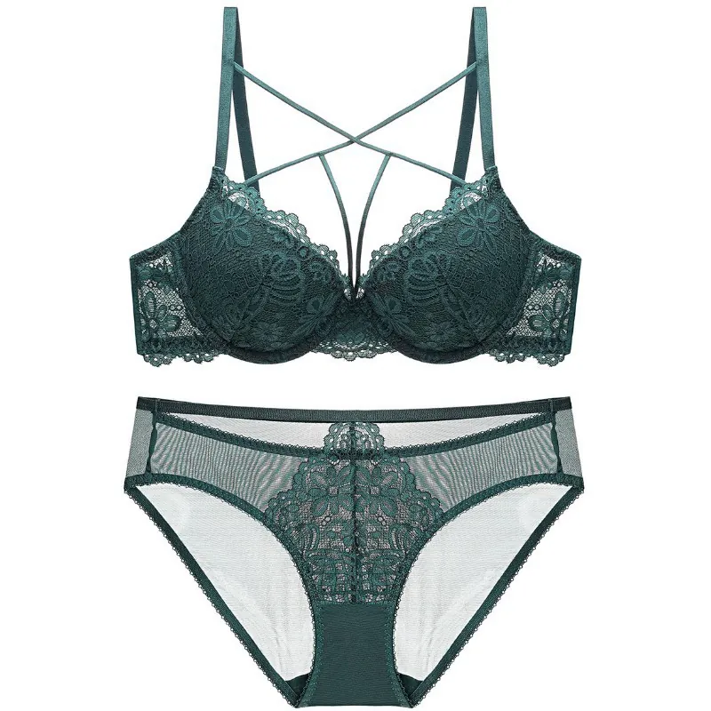 Ensemble Lingerie Femme Sexy Dentelle Rembourré Nylon Coton Haut Et Bas Broderie Florale Romantique Luxueux Noble Lingerie