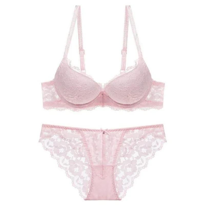 Lingerie Sexy en Dentelle pour Femmes Top And Bottom Broderie Florale Luxueuse Soutien-Gorge Push Up Avec Armatures Et Culotte Ensemble de Lingerie