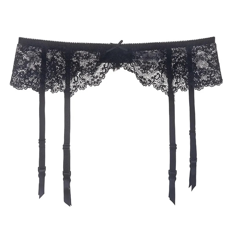Sexy Lace Floral Garter Belt With Adjustable Straps Bow Decor Women Lingerie Accessory For Stocking Black White Wine Red