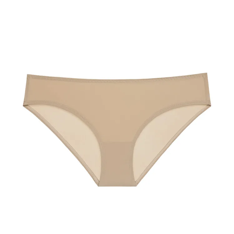 Women Seamless Low Waist Panties Breathable Nylon Briefs Soft Solid Color Lingerie Lightweight Comfort Underwear