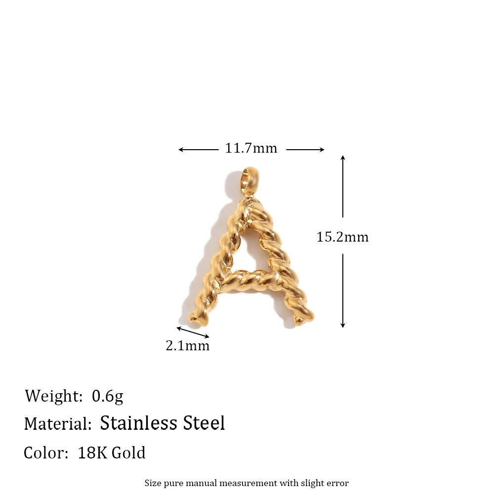 Initial Letter Pendant Stainless Steel Gold Plated Twisted Rope Alphabet Charms For DIY Jewelry Making Accessories