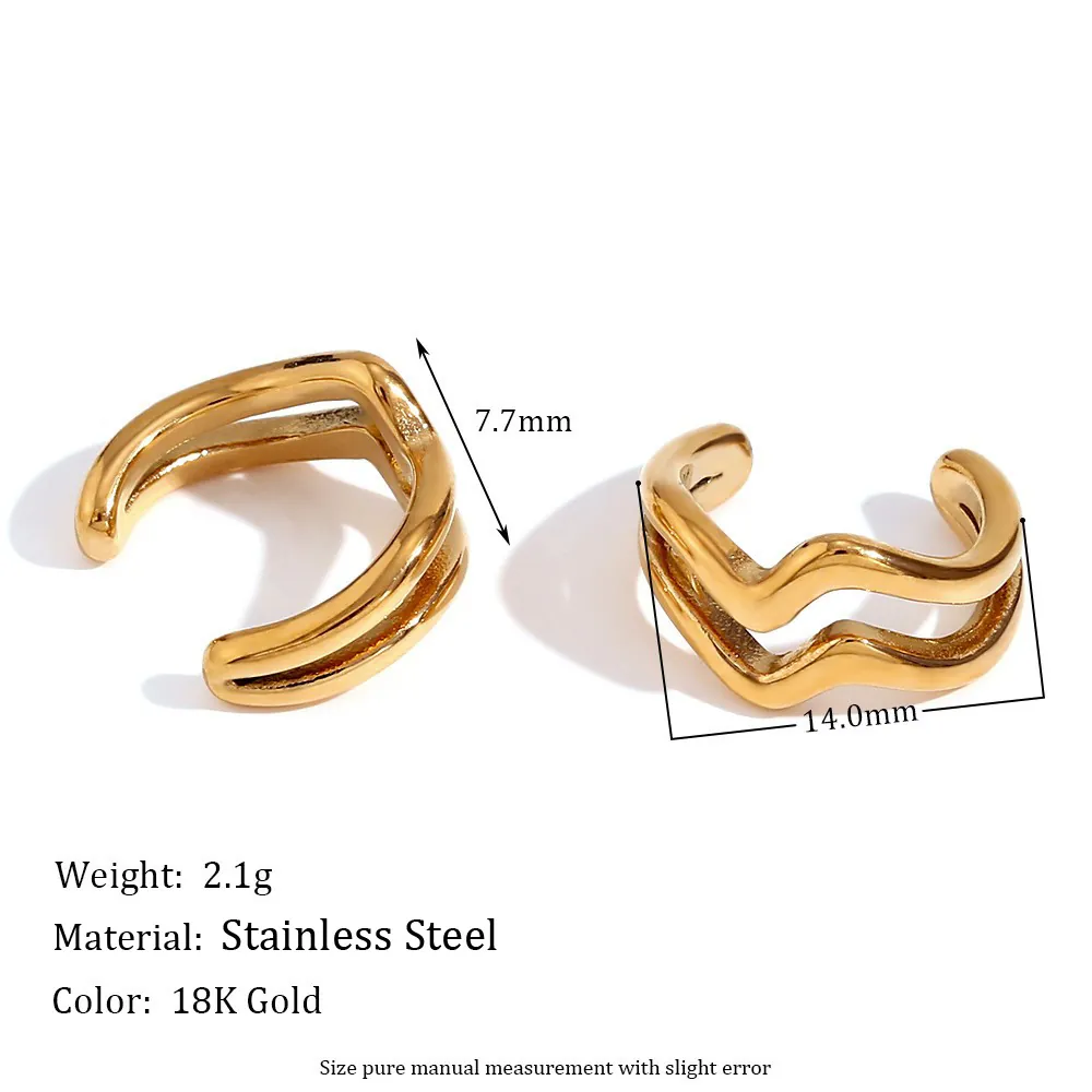 Stainless Steel Ear Cuffs Non Pierced 18K Gold Plated Cubic Zirconia Artificial Pearl Flower Snake Geometric Minimalist Jewelry For Women