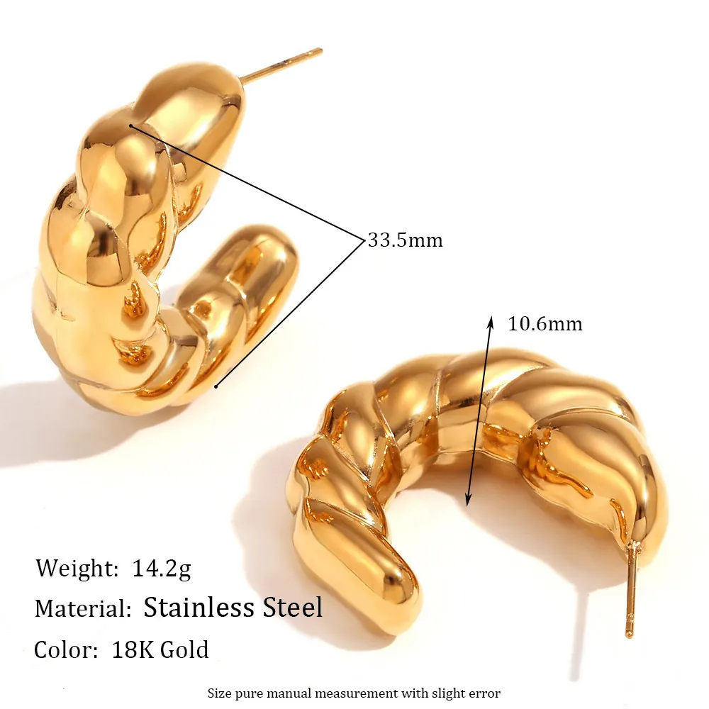 Vintage Stainless Steel Hoop Earrings For Women Gold Silver Plated Hammered Geometric Hollow Earrings Starfish Heart Jewelry