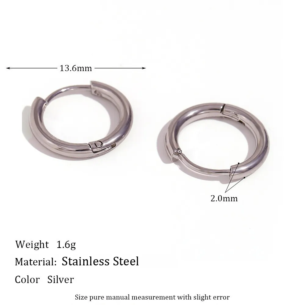 Minimalist Solid Hoop Earrings 316L Stainless Steel 18K Gold Plated Geometric Small Ear Buckles For Women
