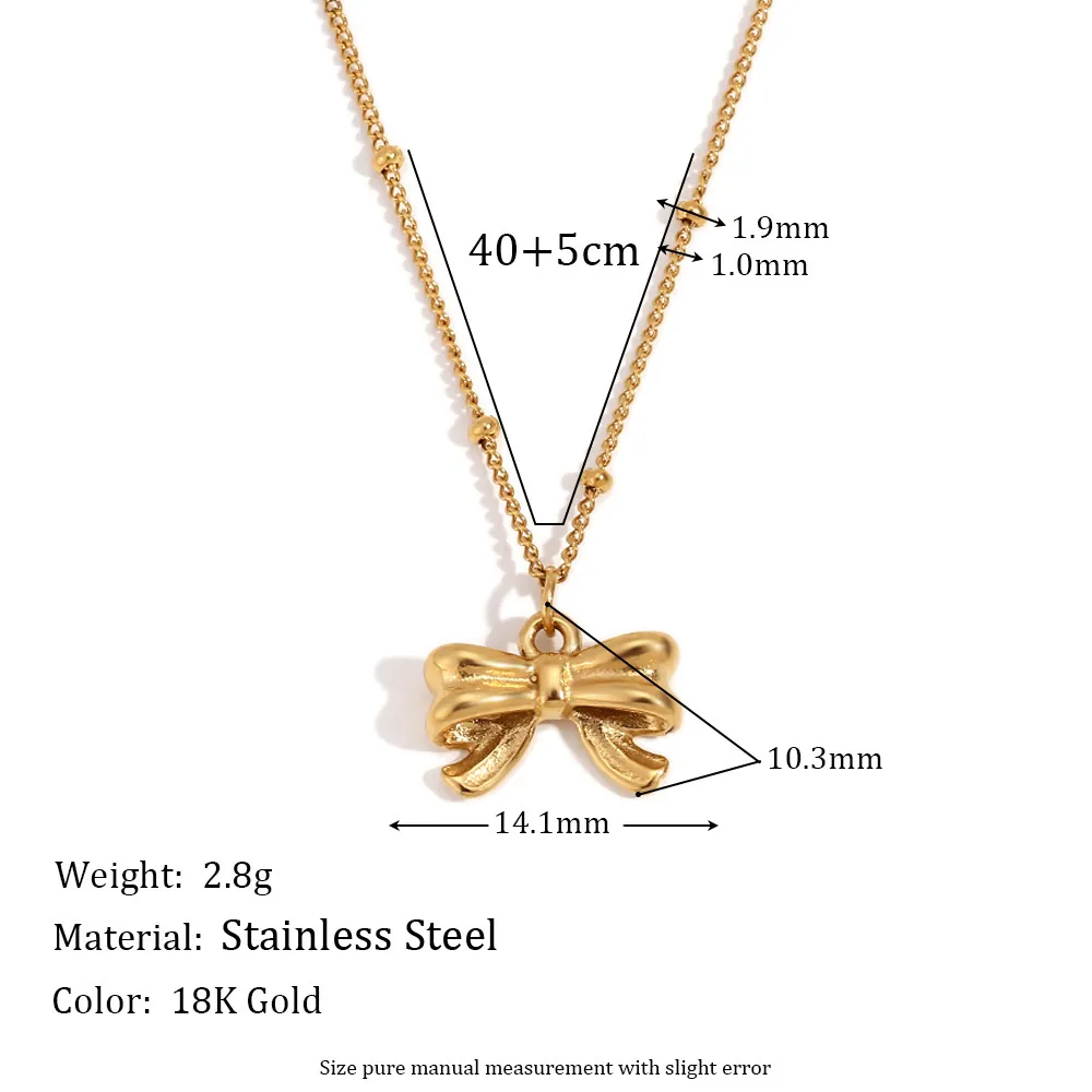 Minimalist Stainless Steel Bow Jewelry Set For Women Gold Silver Plated Necklace And Earrings Fashion Delicate Bowknot Jewelry