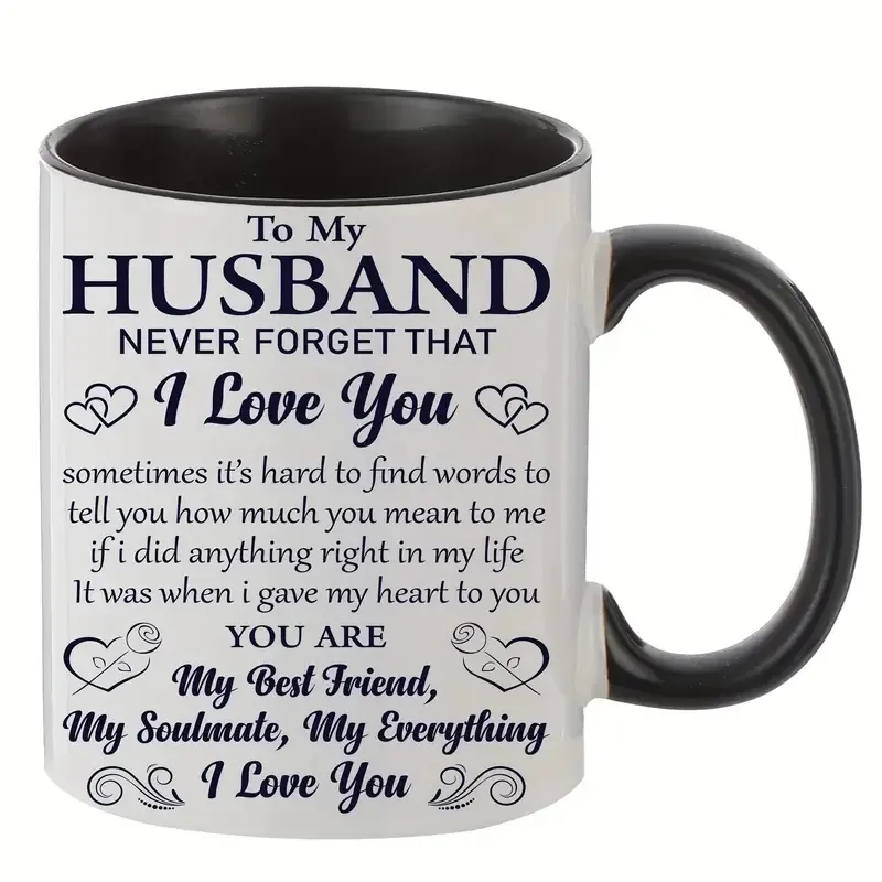 Creative Ceramic Coffee Mug With Quote For Husband Cat Lover Funny Gift Bicolor Porcelain Milk Cup With Gift Box