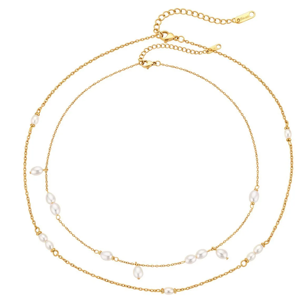 18K Vergoldete Edelstahl Süßwasserperle Halskette Minimalistisch Leichter Luxus Choker Elegante Damen Schmuck Geschenk