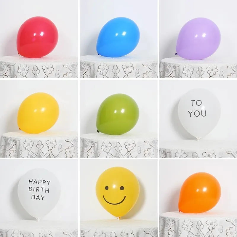 Matte Retro Latex Balloons With English Letter Happy Birthday Smiley Face Heart Pattern For Party Celebration Home Decor