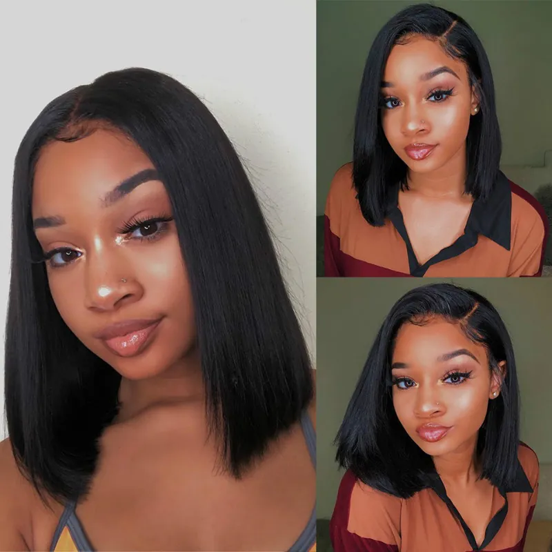 Women Middle Part Medium Length Straight Synthetic Wig High Temperature Fiber Heat Resistant Hair For African Women Natural Daily Look