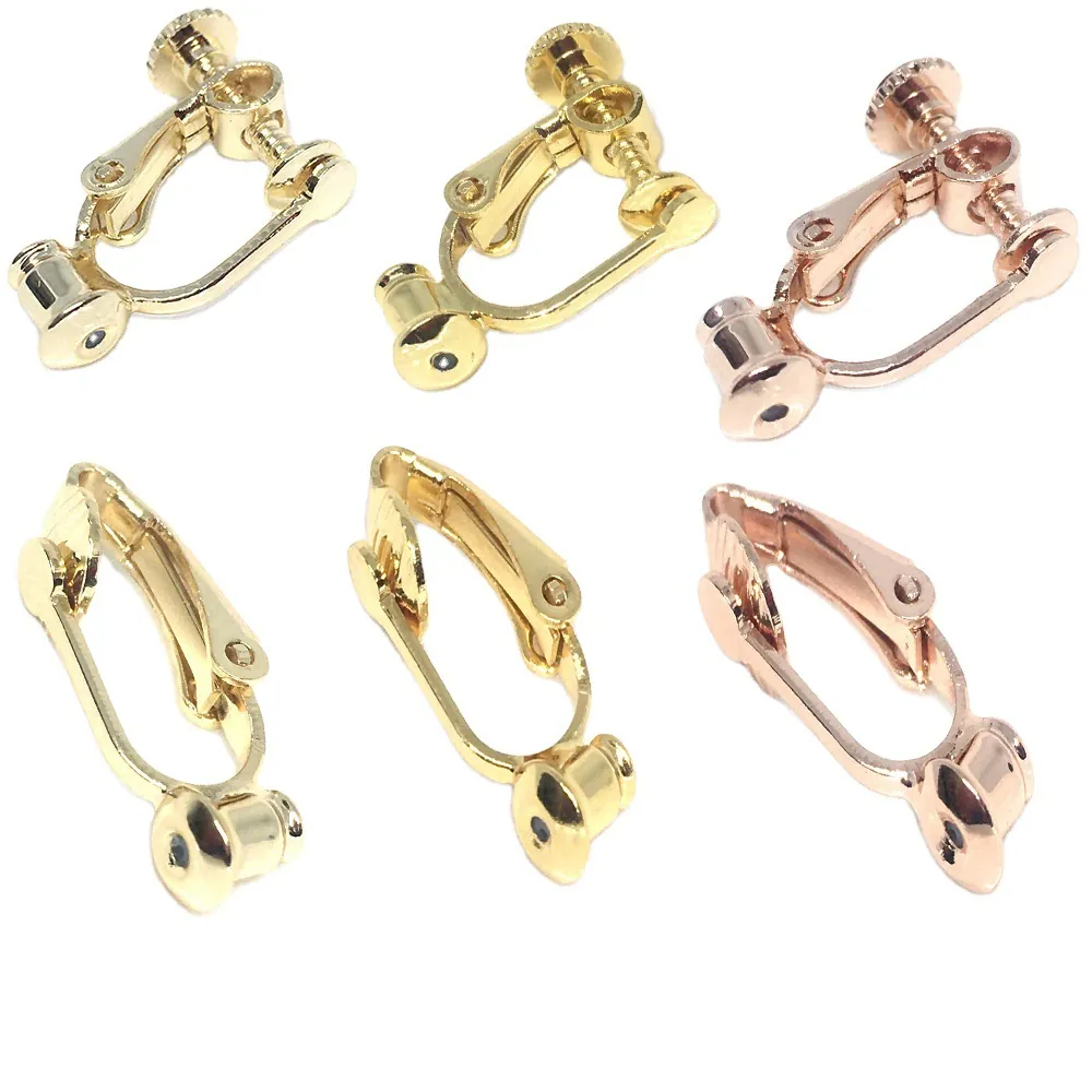 14K Gold Plated Copper Earring Converters Screw Back Clip On Earring Findings For Non Pierced Ears DIY Jewelry Making Components