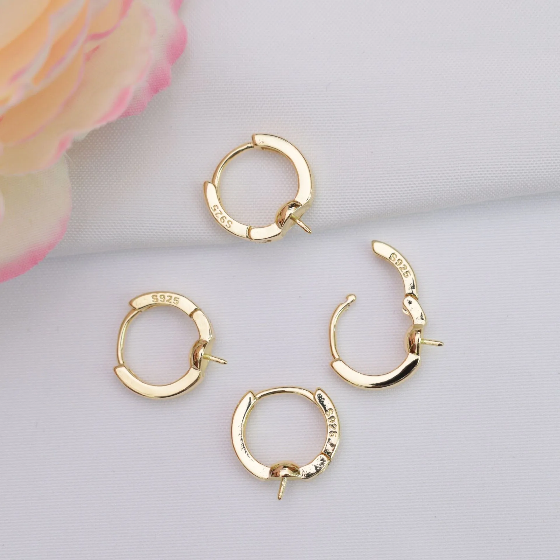 DIY Schmuckherstellung Ohrring Huggies 14K Gold Gefüllt Kupfer Runde Creolen Ohrring Teile Mit S925 Stempel Für Perlenfassung