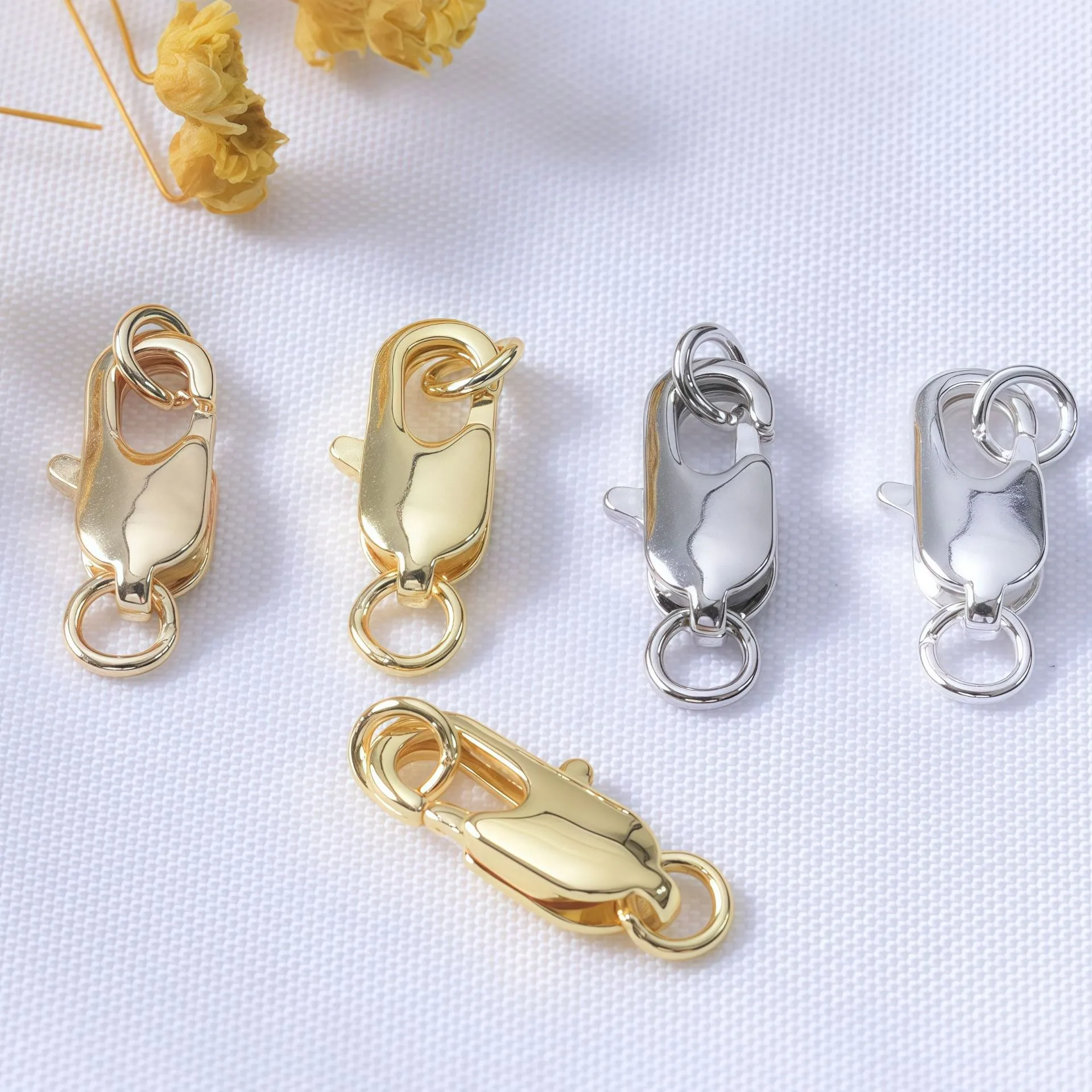 Chiusura a Moschettone in Ottone Placcato Oro 18K Con Anellino Per Bracciale Collana Fai Da Te Gioielli Connettore Accessorio