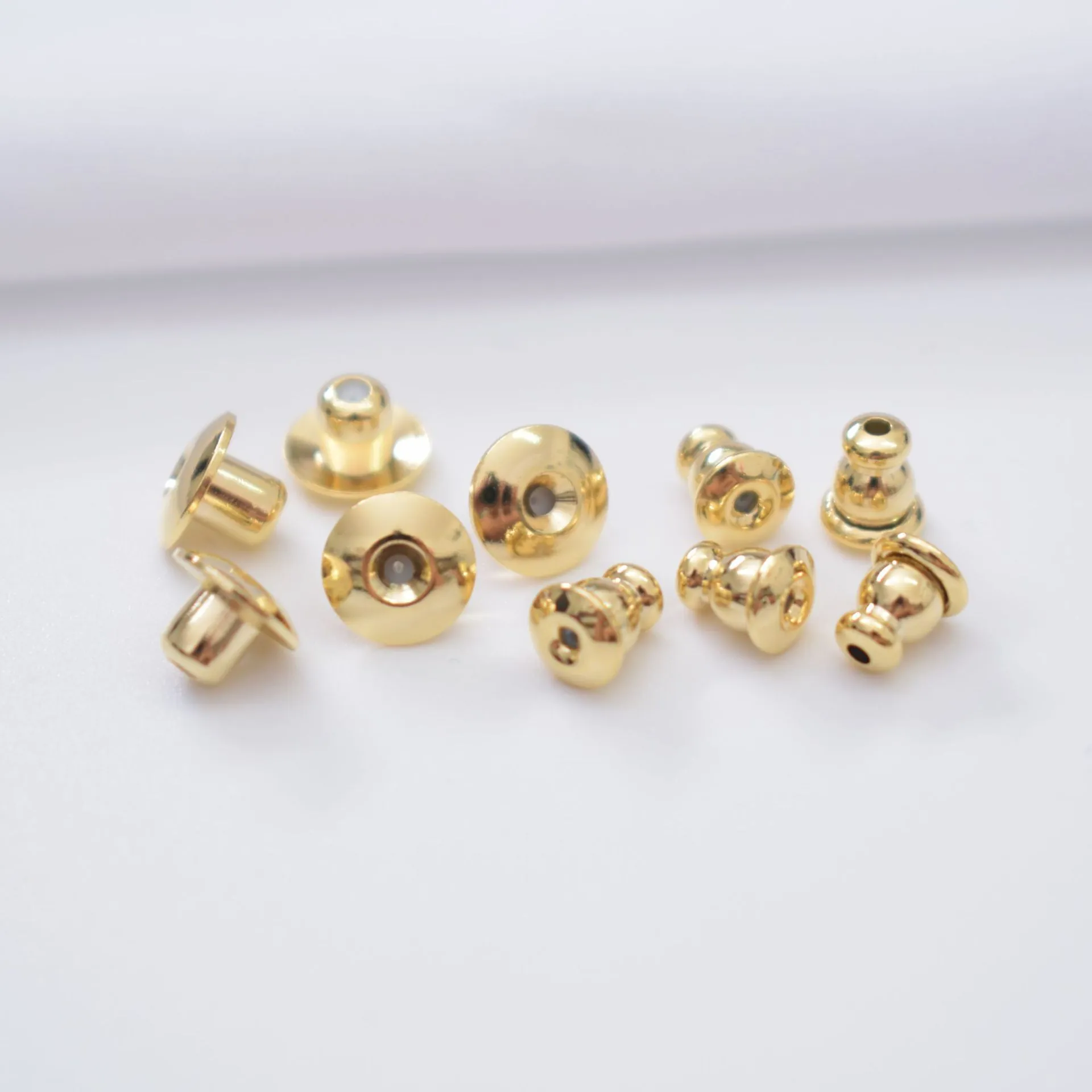 14K Gold Filled Bullet Earring Backs With Silicone Insert High Quality Brass Earring Stoppers DIY Jewelry Making Findings