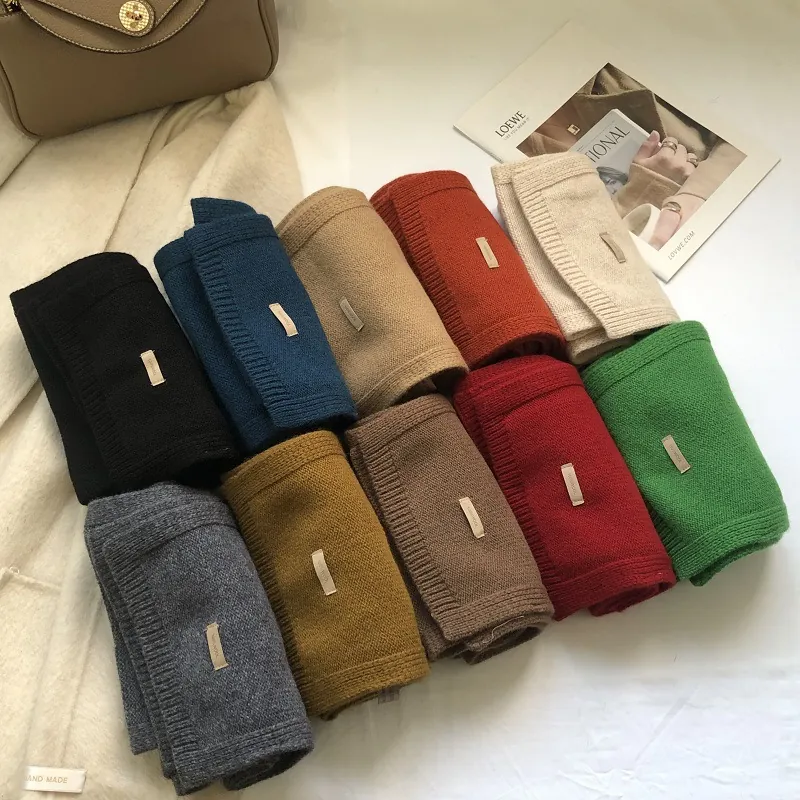 Women's Soft Blended Knitted Scarf Winter Warm Solid Color Pashmina Shawl Fashion Neck Warmer For Students Elegant Wrap