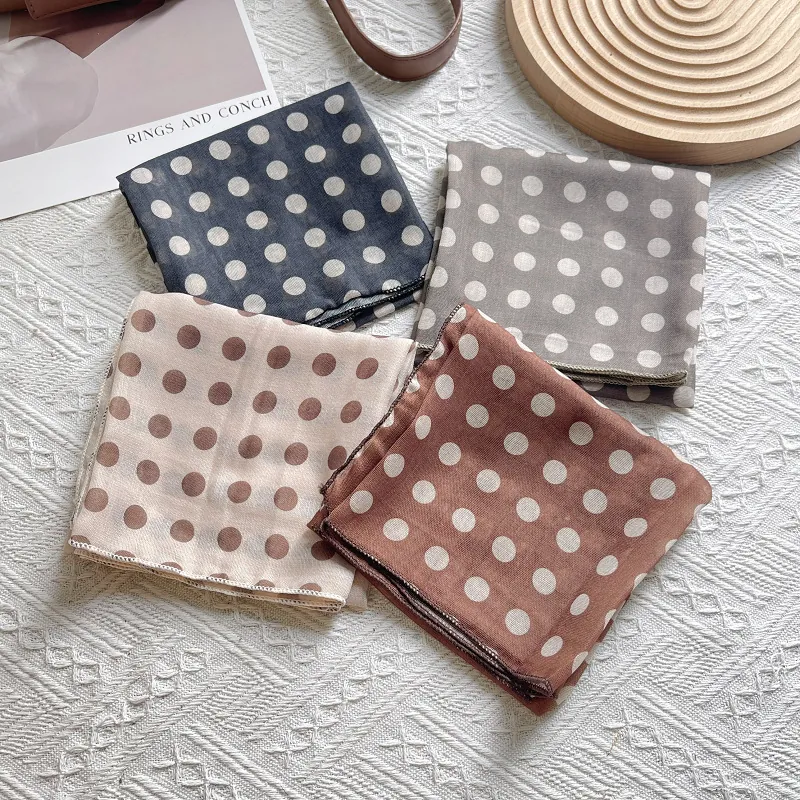 Vintage Polka Dot Square Scarf For Women Retro Satin Feel Neck Scarf Hairband Versatile Fashion Wrap Head Scarf Accessory