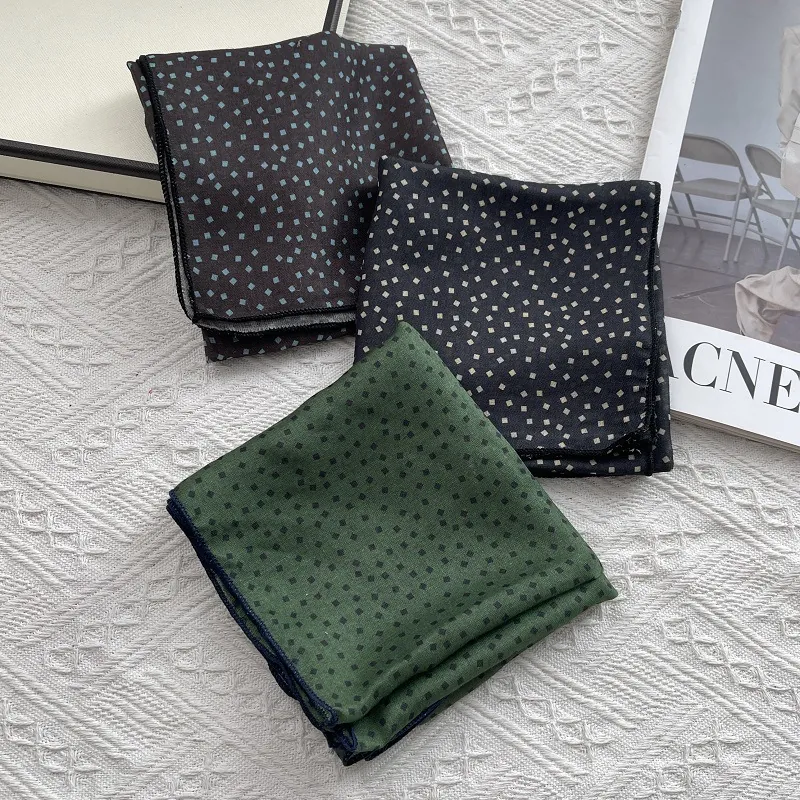 Vintage French Style Cotton Square Scarf Women Polka Dot Pattern Neck Bandana Hair Wrap Versatile Fashion Small Scarf