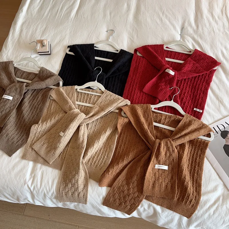 Chale De Punto Casual Para Mujer Cuello Falso En Mezcla Suave Con Trenzado Ideal Para Uso Diario Decorativo Y Capas Elegantes