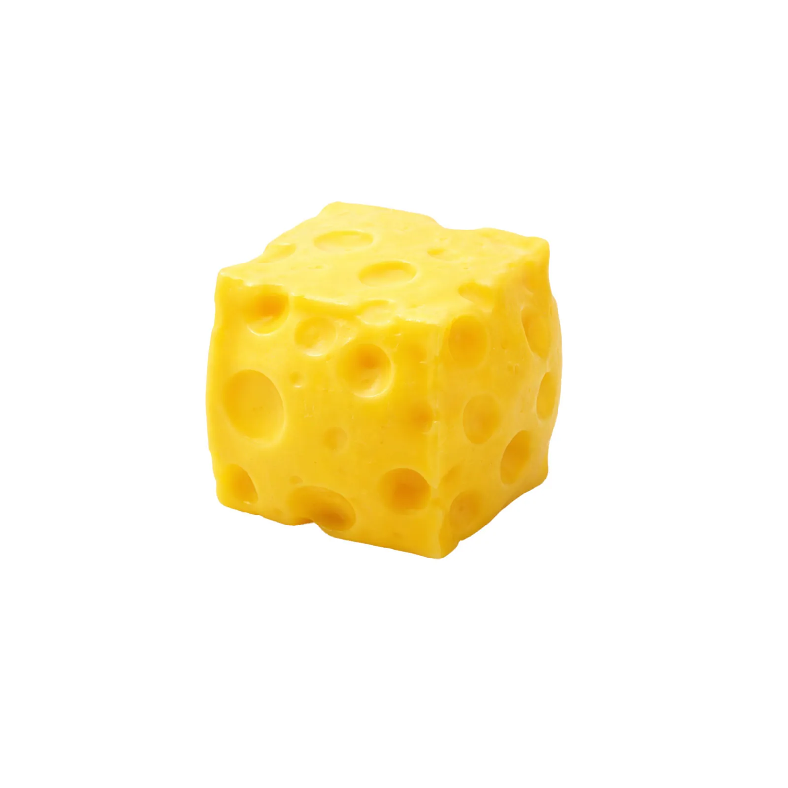 Giocattolo da Spremere al Formaggio Simulato Rimbalzo Lento Morbido Antistress Cubo Giallo Giocattolo Sensoriale Alimentare