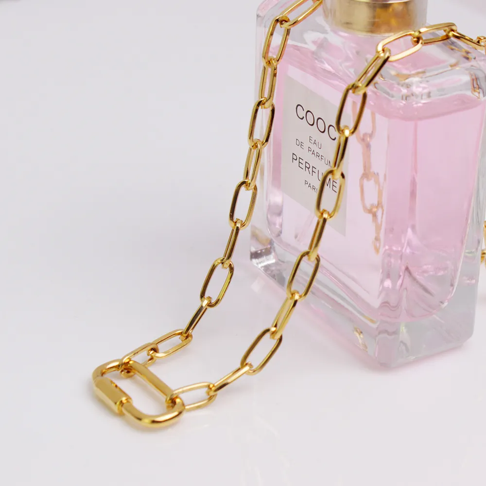 Titanstahl Büroklammer Kette Halskette Karabiner Anhänger 18K Vergoldet Edelstahl Gliederkette Armband Für Herren Damen Schmuck