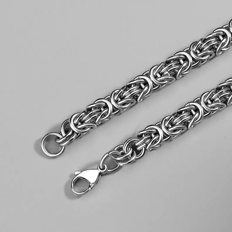 Herren Vintage Byzantinisches Geflochtenes Armband 316L Edelstahl Punk Coole Kette Schmuck Gold Silber Titanstahl Armband