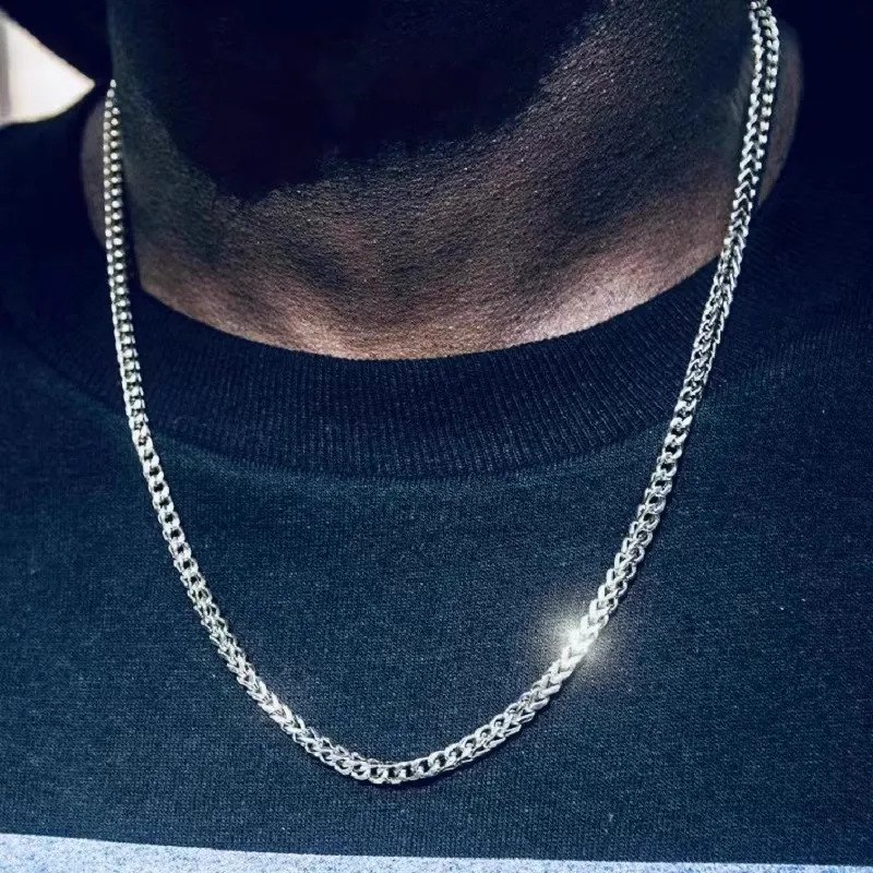 Herren Edelstahl Franco Halskette Minimalistisch Geflochtene Weizenkette Für Damen Und Herren Gold Silber Überzug Schmuck Geschenk