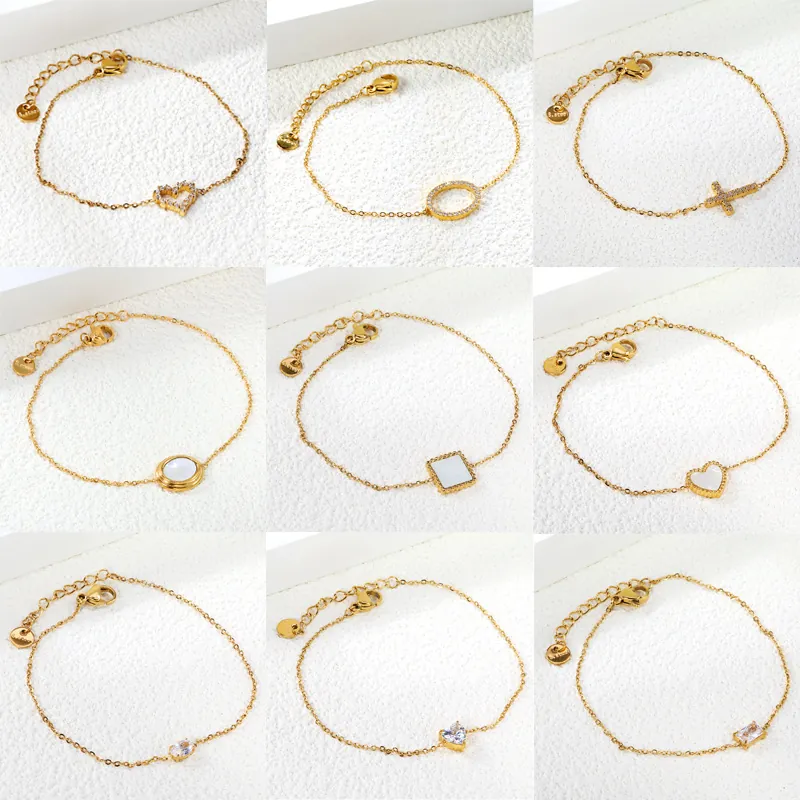 Minimalist Stainless Steel Heart Zirconia Bracelet Gold Silver Plated Elegant Fashion Jewelry For Women Gift Adjustable Fine Chain