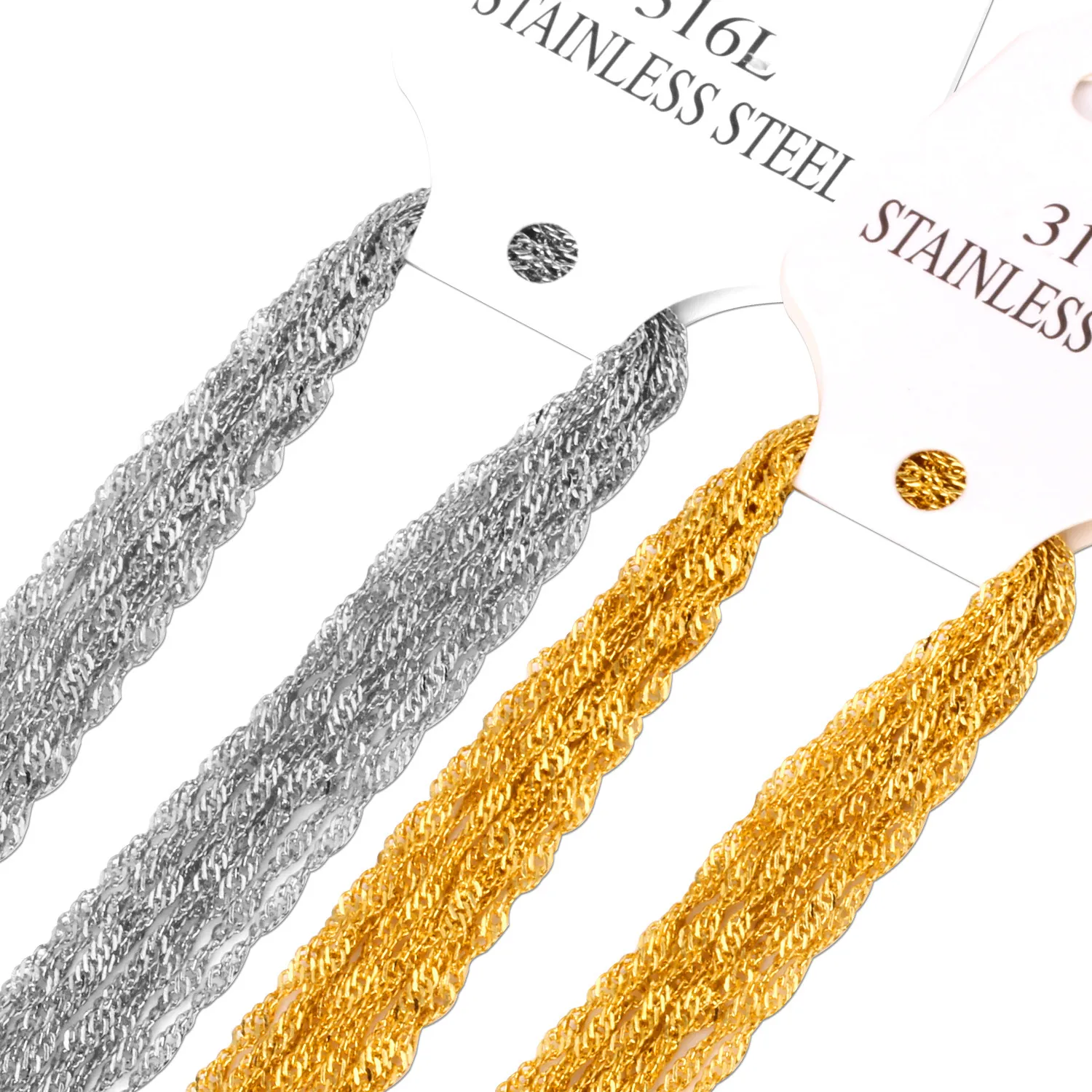316L Stainless Steel Water Wave Chain Necklace For Women Men Gold Silver Rose Gold Black Twisted Link Chain Jewelry Gift