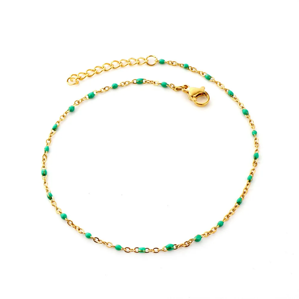 Tobillera de Cuentas de Acero Inoxidable Bohemio para Mujer Oro Plata Cuentas de Esmalte de Colores Cadena de Pie Ajustable Joyería de Playa de Verano Regalo