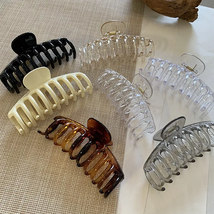 Pinza de Tiburón Grande de Acrílico Mate Estilo Francés Antideslizante Agarre Fuerte Pinza para el Cabello para Mujer Accesorios de Peinado