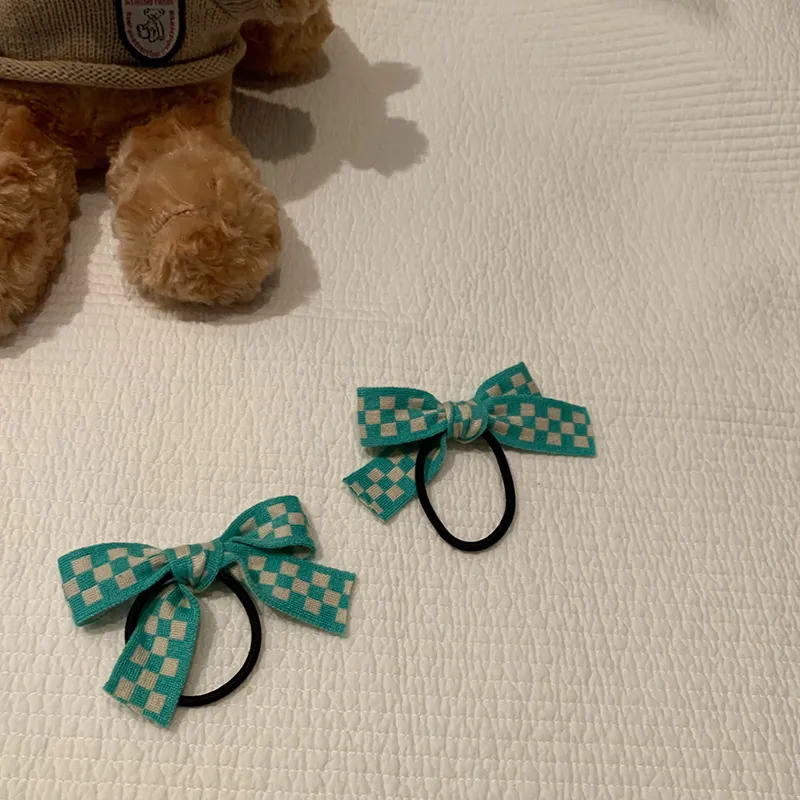 Ensemble d'Élastiques à Cheveux Nœud Papillon à Carreaux Style Coréen Tissu Élastique Scrunchies Pour Femmes Filles Accessoires Cheveux