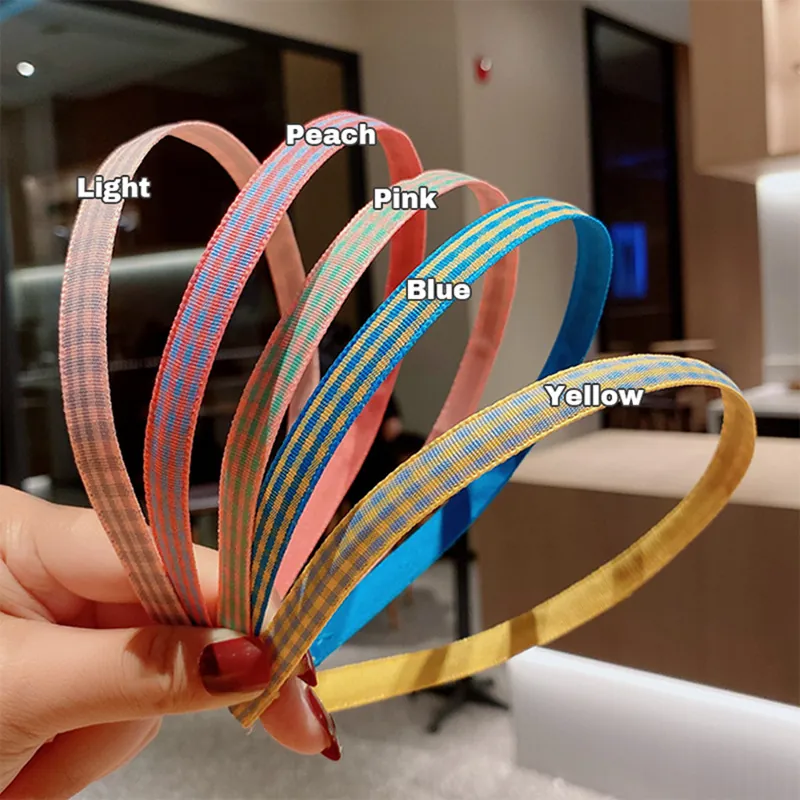 Serre-têtes Fins à Carreaux et Rayures pour Femmes et Filles Serre-têtes Enveloppés de Tissu Accessoires de Cheveux