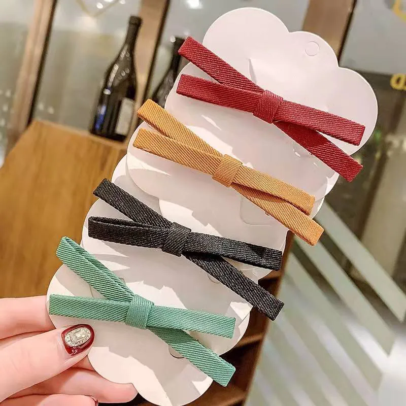 Korean Style Sweet Fabric Bowknot Hair Clip For Women Girls Ribbon Floral Pattern Side Barrettes Fresh Hair Accessories